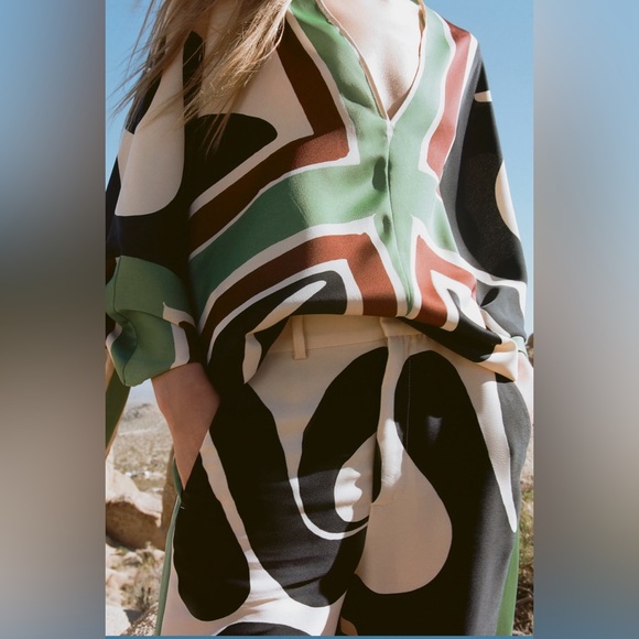 Zara Printed Wide Leg Pants - Picture 2 of 8